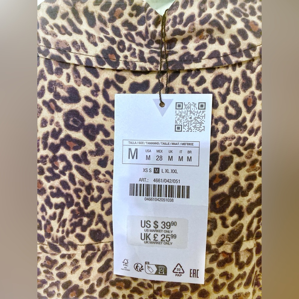Zara NWT  button down cotton poplin Animal Print Blouse - Picture 5 of 5